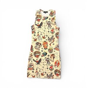 Ed Hardy Printed Mini Body Con Dress- XS